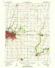 Urbana Illinois Historical topographic map, 1:62500 scale, 15 X 15 Minute, Year 1957