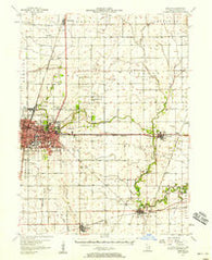 Urbana Illinois Historical topographic map, 1:62500 scale, 15 X 15 Minute, Year 1957