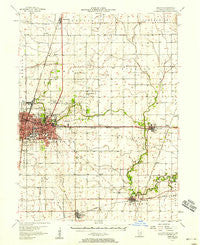 Urbana Illinois Historical topographic map, 1:62500 scale, 15 X 15 Minute, Year 1957