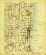 Waukegan Illinois Historical topographic map, 1:62500 scale, 15 X 15 Minute, Year 1908