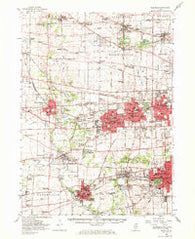 Wheaton Illinois Historical topographic map, 1:62500 scale, 15 X 15 Minute, Year 1954
