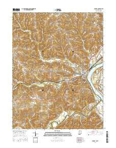 Aurora Indiana Current topographic map, 1:24000 scale, 7.5 X 7.5 Minute, Year 2016