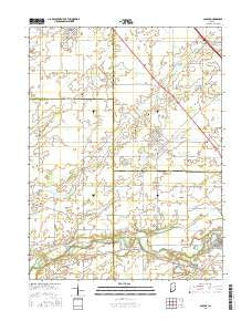 Colfax Indiana Current topographic map, 1:24000 scale, 7.5 X 7.5 Minute, Year 2016