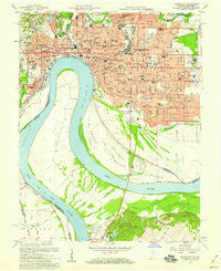 Evansville Indiana Historical topographic map, 1:24000 scale, 7.5 X 7.5 Minute, Year 1957