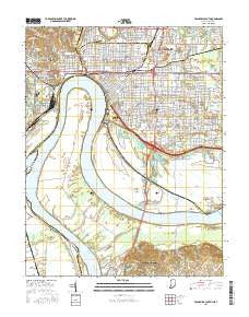 Evansville South Indiana Current topographic map, 1:24000 scale, 7.5 X 7.5 Minute, Year 2016