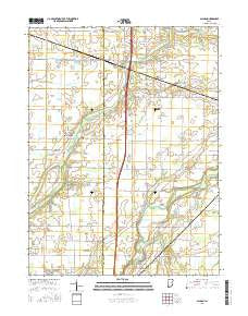 Gilman Indiana Current topographic map, 1:24000 scale, 7.5 X 7.5 Minute, Year 2016