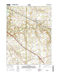 Mulberry Indiana Current topographic map, 1:24000 scale, 7.5 X 7.5 Minute, Year 2016