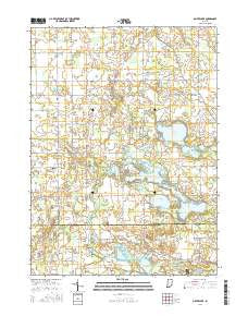 Oliver Lake Indiana Current topographic map, 1:24000 scale, 7.5 X 7.5 Minute, Year 2016