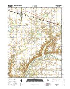 Otterbein Indiana Current topographic map, 1:24000 scale, 7.5 X 7.5 Minute, Year 2016
