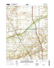 Shelby Indiana Current topographic map, 1:24000 scale, 7.5 X 7.5 Minute, Year 2016