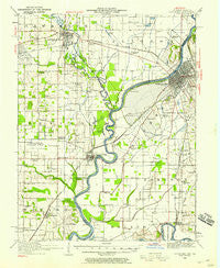 Vincennes Indiana Historical topographic map, 1:62500 scale, 15 X 15 Minute, Year 1944