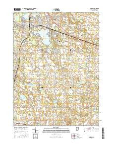 Warsaw Indiana Current topographic map, 1:24000 scale, 7.5 X 7.5 Minute, Year 2016