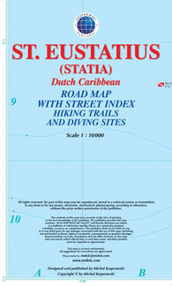 Buy map St. Eustatius (Statia) : Dutch Caribbean : road map with street index hiking trails and diving sites