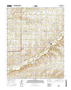 Leon Kansas Current topographic map, 1:24000 scale, 7.5 X 7.5 Minute, Year 2015