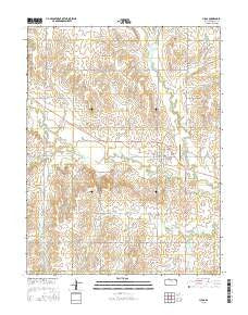 Lucas Kansas Current topographic map, 1:24000 scale, 7.5 X 7.5 Minute, Year 2015