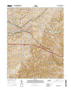 Shelbyville Kentucky Current topographic map, 1:24000 scale, 7.5 X 7.5 Minute, Year 2016
