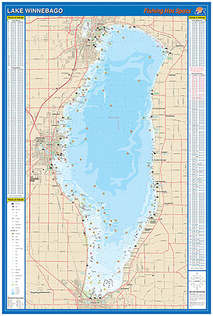 Buy map: L249 - Lake Winnebago Fishing Wall Map (Winnebago Co ...