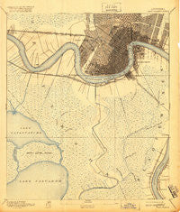 New Orleans Louisiana Historical topographic map, 1:62500 scale, 15 X 15 Minute, Year 1891