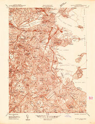 Boston South Massachusetts Historical topographic map, 1:24000 scale, 7.5 X 7.5 Minute, Year 1944