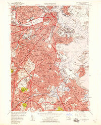 Boston South Massachusetts Historical topographic map, 1:24000 scale, 7.5 X 7.5 Minute, Year 1956