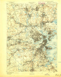 Boston Massachusetts Historical topographic map, 1:62500 scale, 15 X 15 Minute, Year 1893