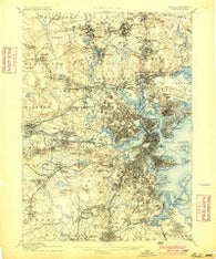 Boston Massachusetts Historical topographic map, 1:62500 scale, 15 X 15 Minute, Year 1893