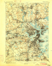 Boston Massachusetts Historical topographic map, 1:62500 scale, 15 X 15 Minute, Year 1893