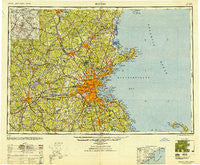 Boston Massachusetts Historical topographic map, 1:250000 scale, 1 X 2 Degree, Year 1948