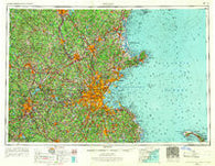 Boston Massachusetts Historical topographic map, 1:250000 scale, 1 X 2 Degree, Year 1956