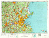 Boston Massachusetts Historical topographic map, 1:250000 scale, 1 X 2 Degree, Year 1956