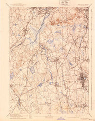 Dedham Massachusetts Historical topographic map, 1:62500 scale, 15 X 15 Minute, Year 1894