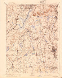 Dedham Massachusetts Historical topographic map, 1:62500 scale, 15 X 15 Minute, Year 1894