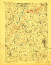 Dedham Massachusetts Historical topographic map, 1:62500 scale, 15 X 15 Minute, Year 1894