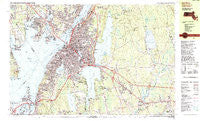 Fall River Massachusetts Historical topographic map, 1:25000 scale, 7.5 X 15 Minute, Year 1985