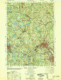 Fitchburg Massachusetts Historical topographic map, 1:50000 scale, 15 X 15 Minute, Year 1953