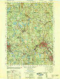 Fitchburg Massachusetts Historical topographic map, 1:50000 scale, 15 X 15 Minute, Year 1953
