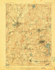 Marlboro Massachusetts Historical topographic map, 1:62500 scale, 15 X 15 Minute, Year 1898