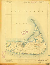 Nantucket Massachusetts Historical topographic map, 1:62500 scale, 15 X 15 Minute, Year 1889