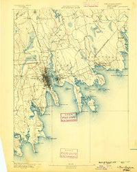 New Bedford Massachusetts Historical topographic map, 1:62500 scale, 15 X 15 Minute, Year 1888
