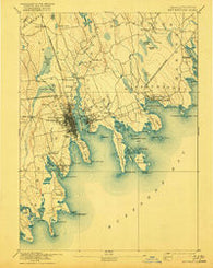 New Bedford Massachusetts Historical topographic map, 1:62500 scale, 15 X 15 Minute, Year 1893