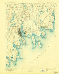 New Bedford Massachusetts Historical topographic map, 1:62500 scale, 15 X 15 Minute, Year 1893