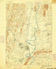 Northampton Massachusetts Historical topographic map, 1:62500 scale, 15 X 15 Minute, Year 1886