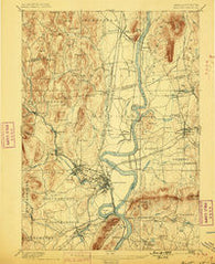 Northampton Massachusetts Historical topographic map, 1:62500 scale, 15 X 15 Minute, Year 1895