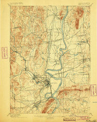 Northampton Massachusetts Historical topographic map, 1:62500 scale, 15 X 15 Minute, Year 1895