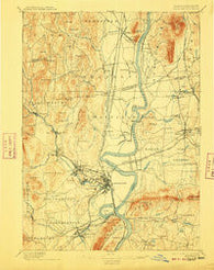 Northampton Massachusetts Historical topographic map, 1:62500 scale, 15 X 15 Minute, Year 1895