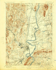 Northampton Massachusetts Historical topographic map, 1:62500 scale, 15 X 15 Minute, Year 1895