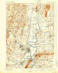 Northampton Massachusetts Historical topographic map, 1:62500 scale, 15 X 15 Minute, Year 1895