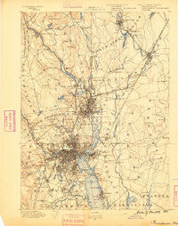 Providence Rhode Island Historical topographic map, 1:62500 scale, 15 X 15 Minute, Year 1889