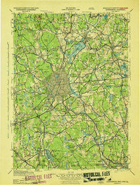 Quinsigamond Massachusetts Historical topographic map, 1:125000 scale, 30 X 30 Minute, Year 1943