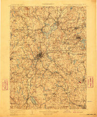 Quinsigamond Massachusetts Historical topographic map, 1:125000 scale, 30 X 30 Minute, Year 1908